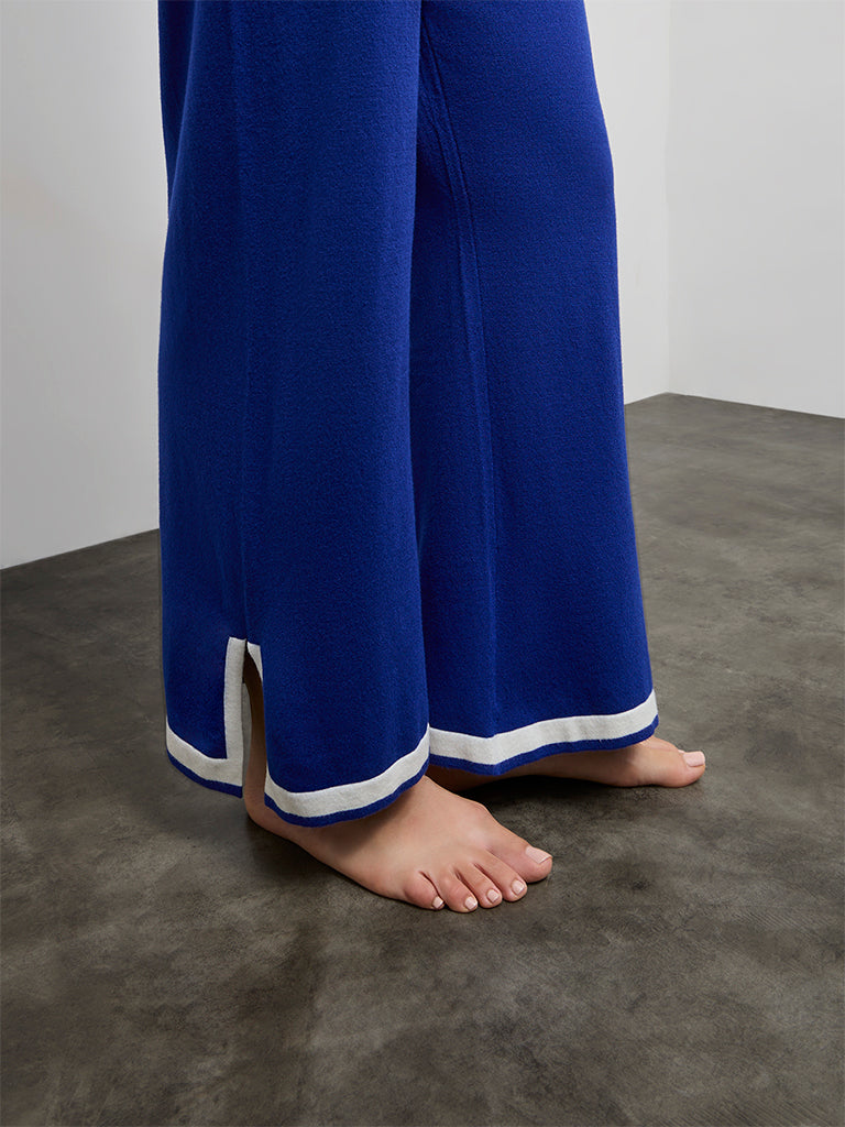 Wunderlove Blue Contrast-Detail High-Rise Pants