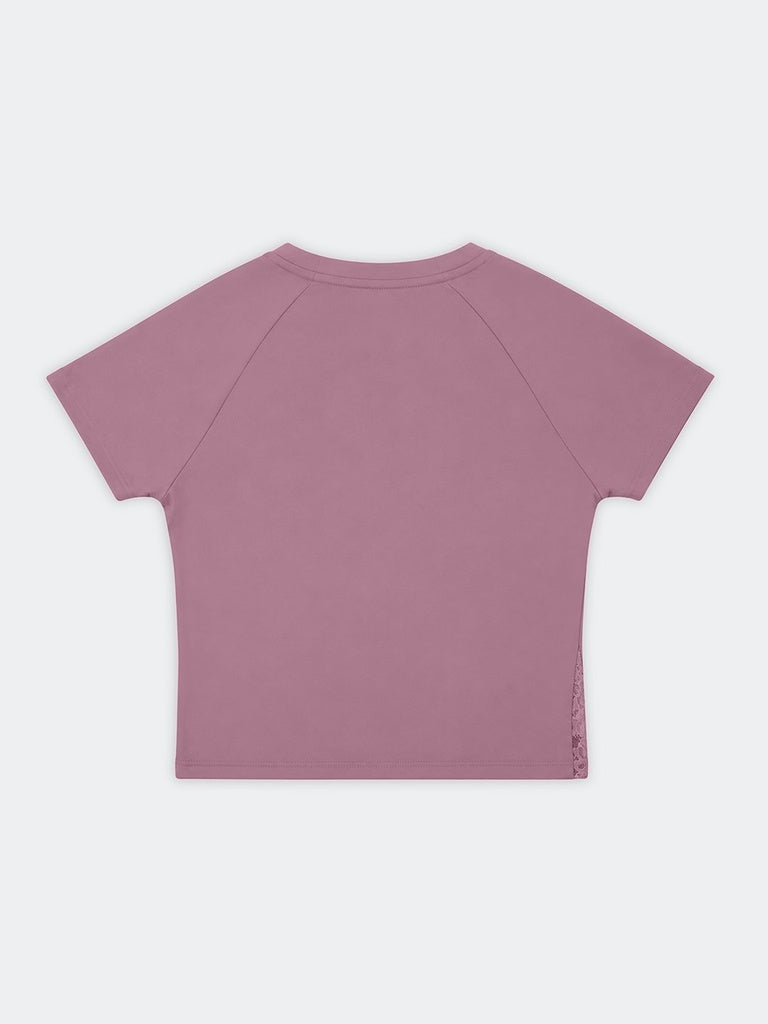 Nuon Pink Lace-Design Cotton T-Shirt