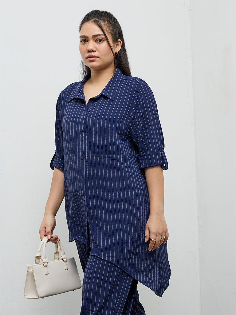 Gia Navy Pinstripe Blouse