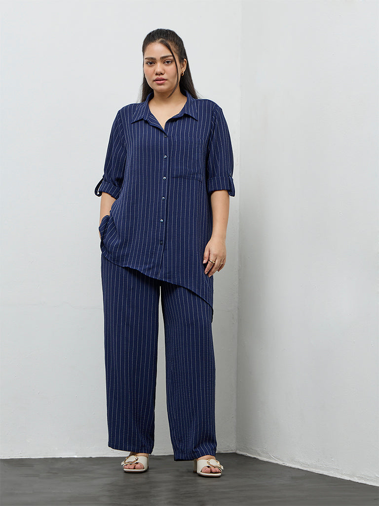 Gia Navy Pinstripe Blouse