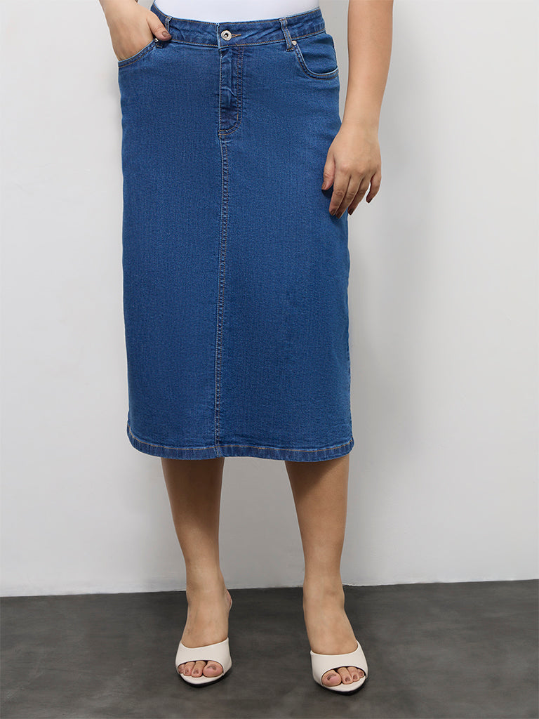 Gia Dark Blue High-Rise Denim Skirt