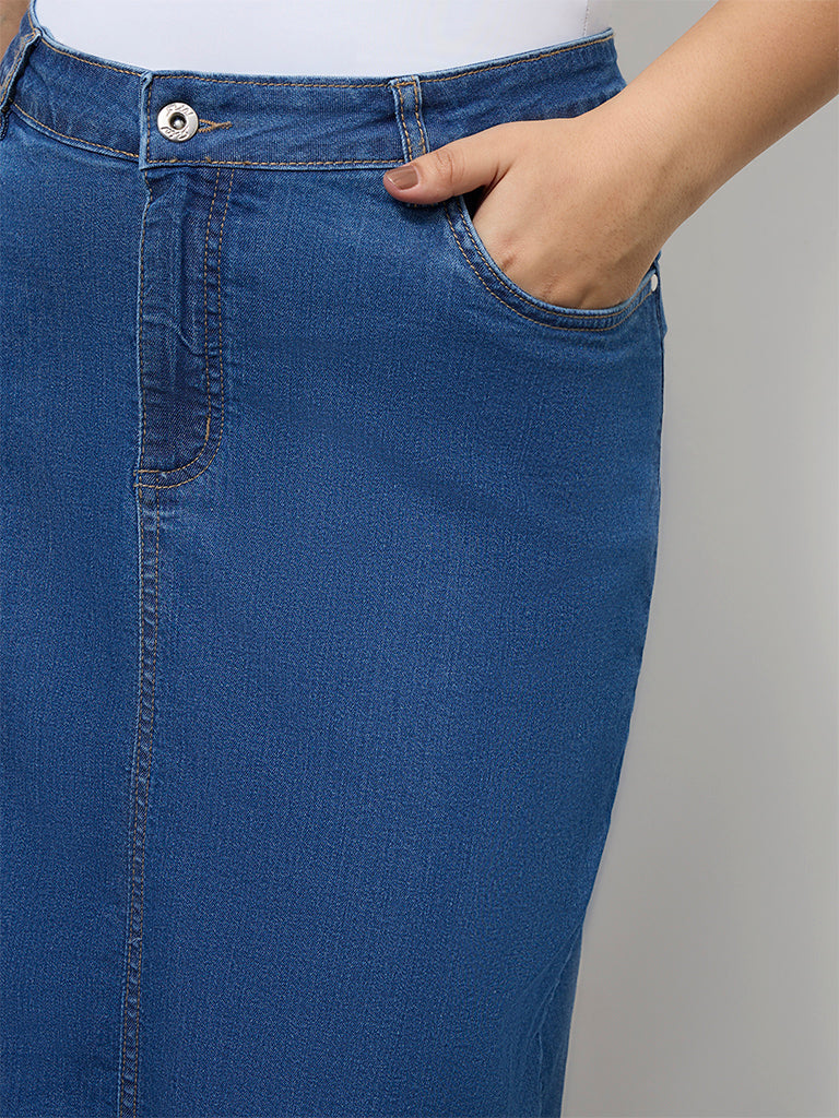 Gia Dark Blue High-Rise Denim Skirt