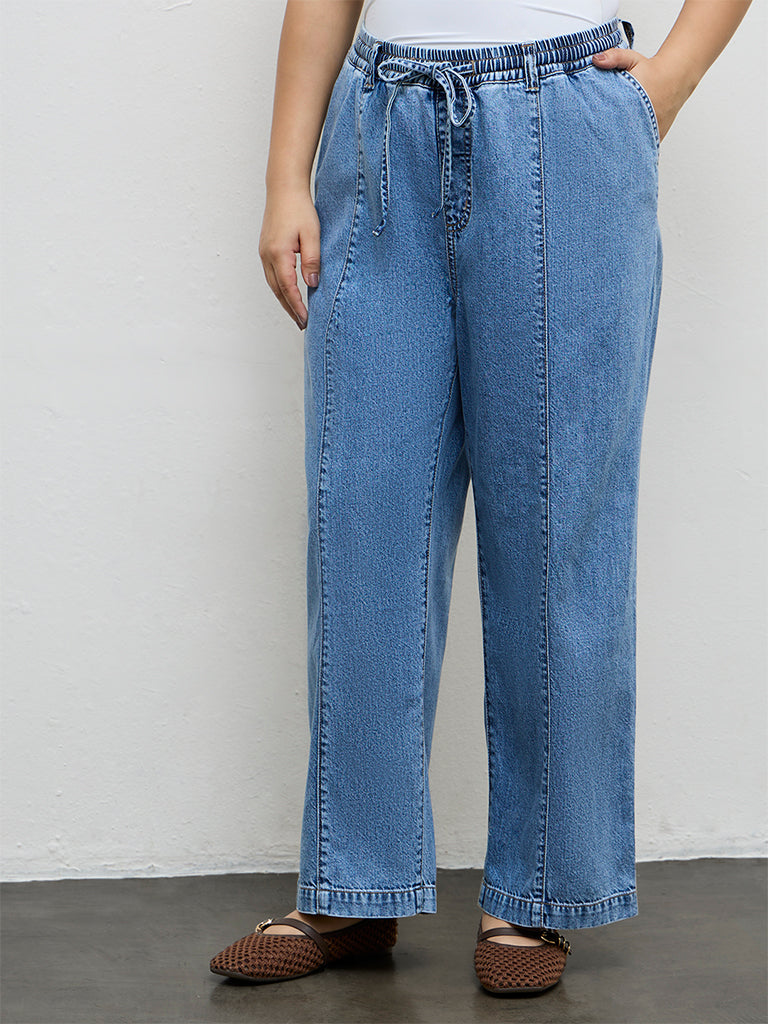 Gia Blue Mid-Rise Denim Trousers