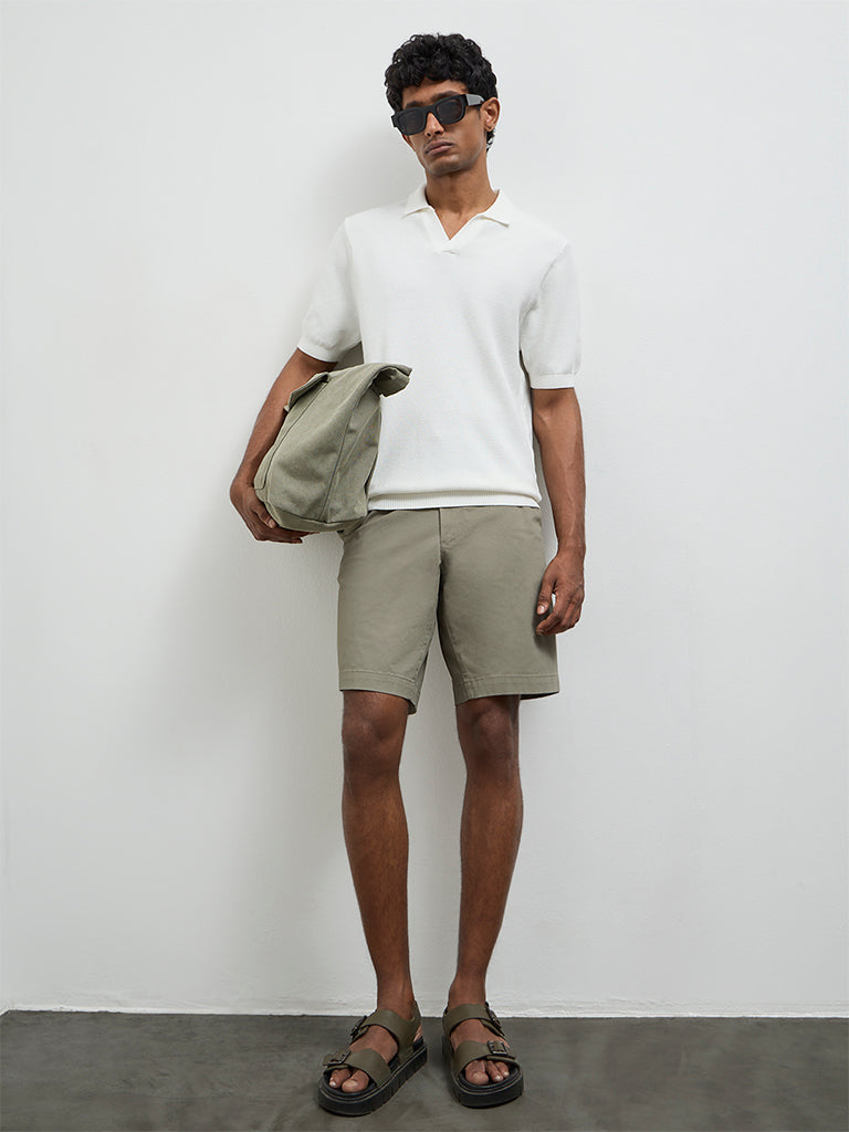 WES Casuals Off-White Solid Relaxed-Fit T-Shirt