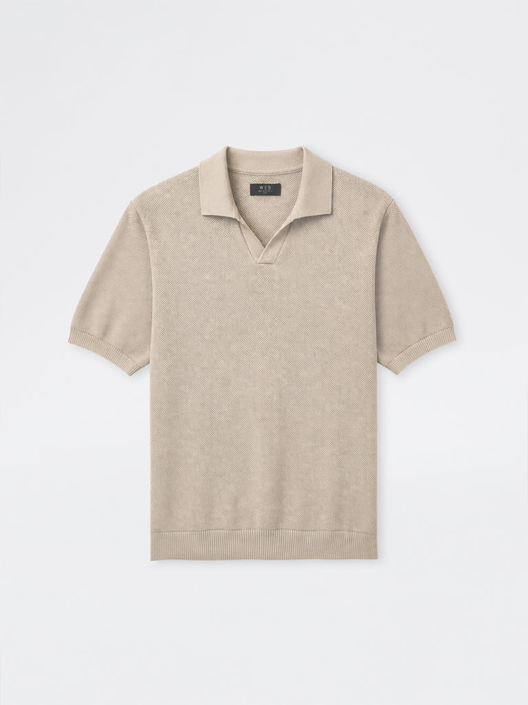 WES Casuals Off-White Knit Relaxed-Fit Cotton T-Shirt