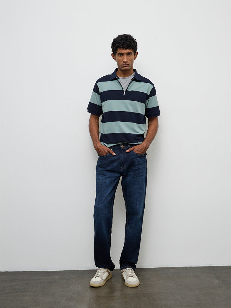 WES Casuals Sage Relaxed-Fit Quarter-Zip Polo T-Shirt