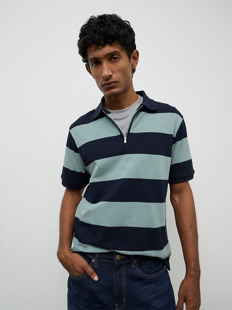 WES Casuals Sage Relaxed-Fit Quarter-Zip Polo T-Shirt