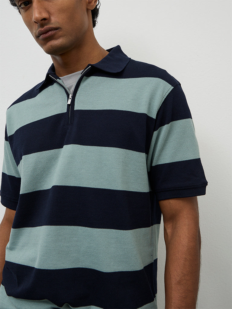 WES Casuals Sage Relaxed-Fit Quarter-Zip Polo T-Shirt