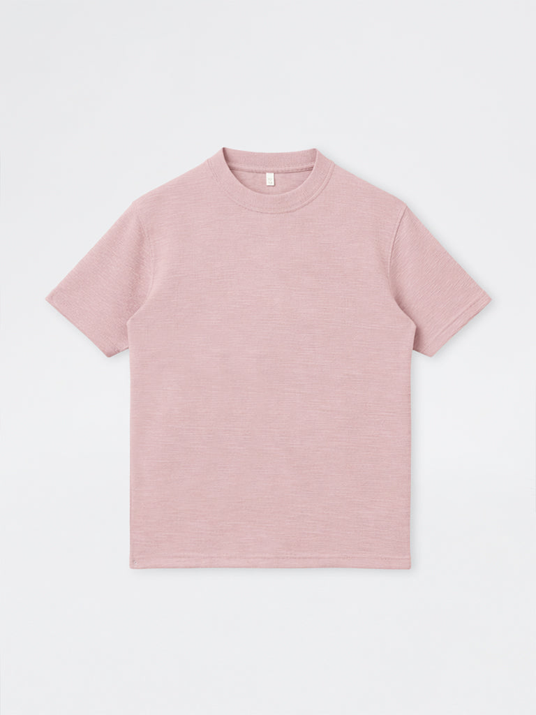 ETA Dusty Pink Textured Relaxed-Fit Cotton-Blend T-Shirt