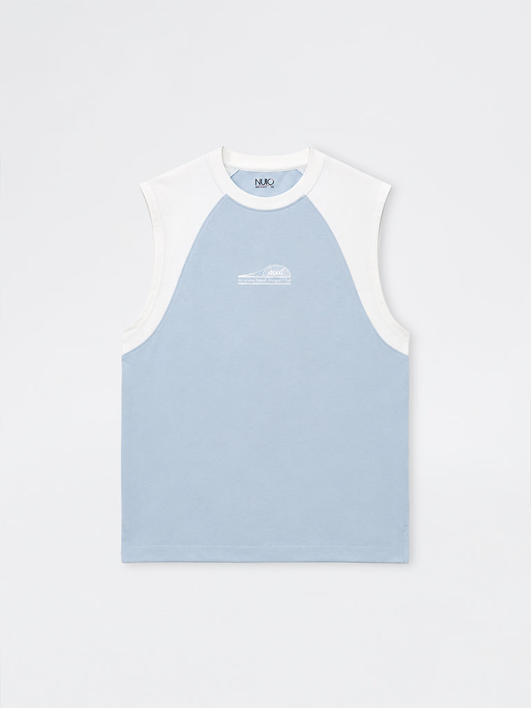 Nuoflexx Blue Color-Block Relaxed-Fit Cotton-Blend T-Shirt