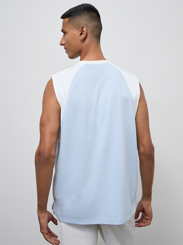 Nuoflexx Blue Color-Block Relaxed-Fit Cotton-Blend T-Shirt