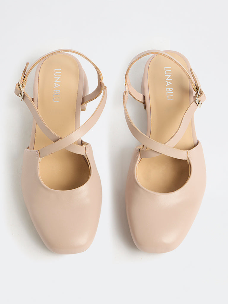LUNA BLU Blush Pink Slingback Mules