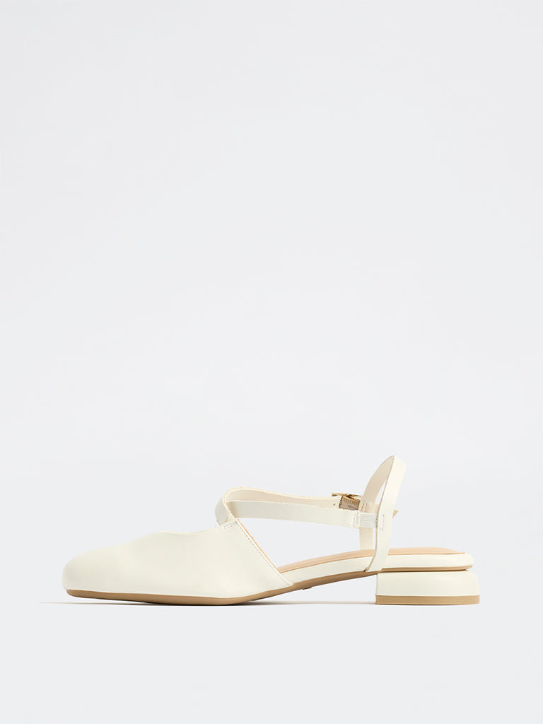 LUNA BLU White Slingback Mules