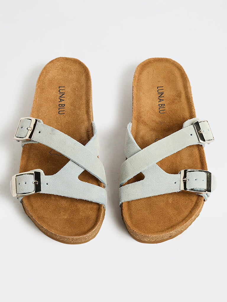 LUNA BLU Light Blue Criss-Cross Strap Sandals
