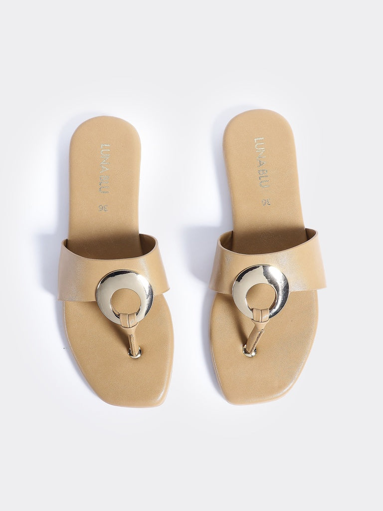 LUNA BLU Beige thong flat sandals
