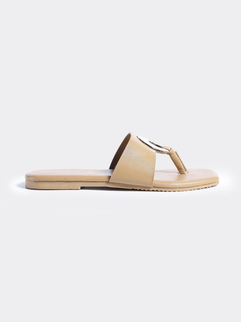LUNA BLU Beige thong flat sandals