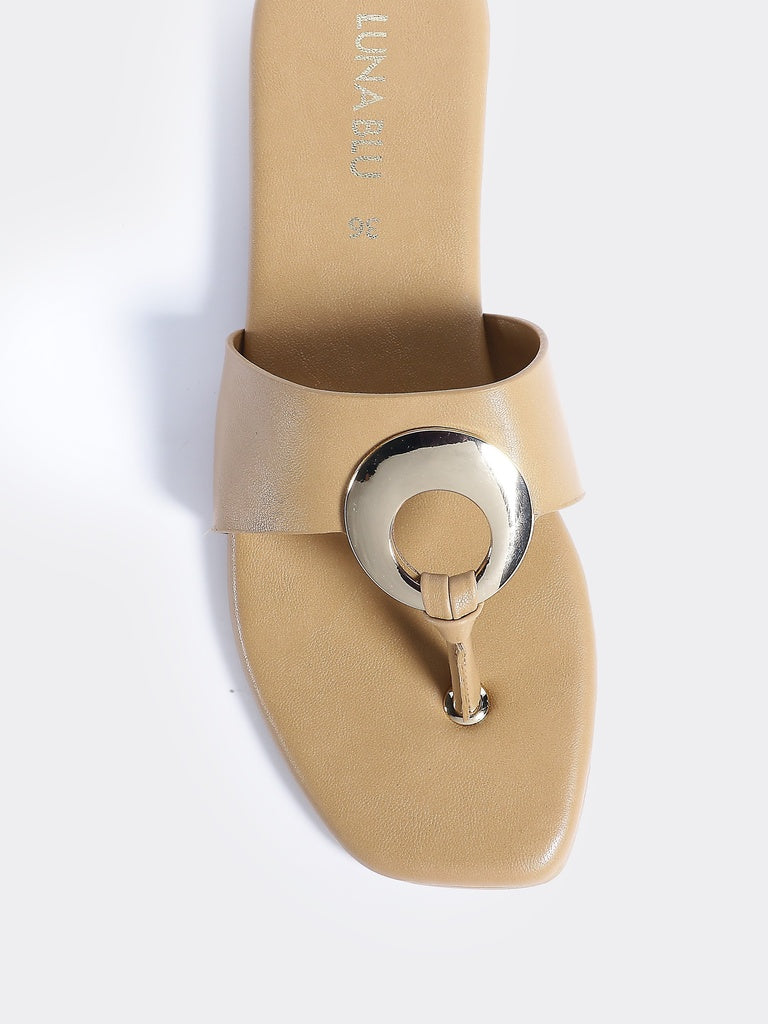 LUNA BLU Beige thong flat sandals