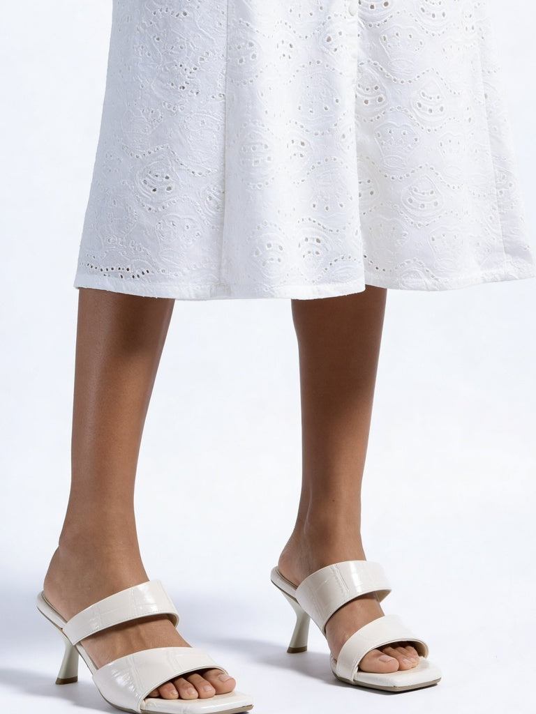 LUNA BLU Woman Ivory Double-Strap Kitten Heel Sandals