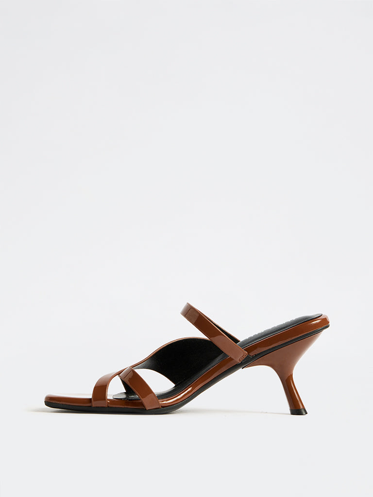 LUNA BLU Brown Multi-Strap Heel Sandals