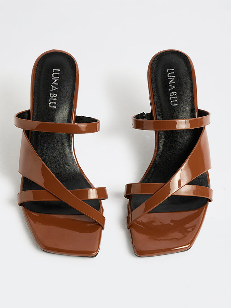 LUNA BLU Brown Multi-Strap Heel Sandals