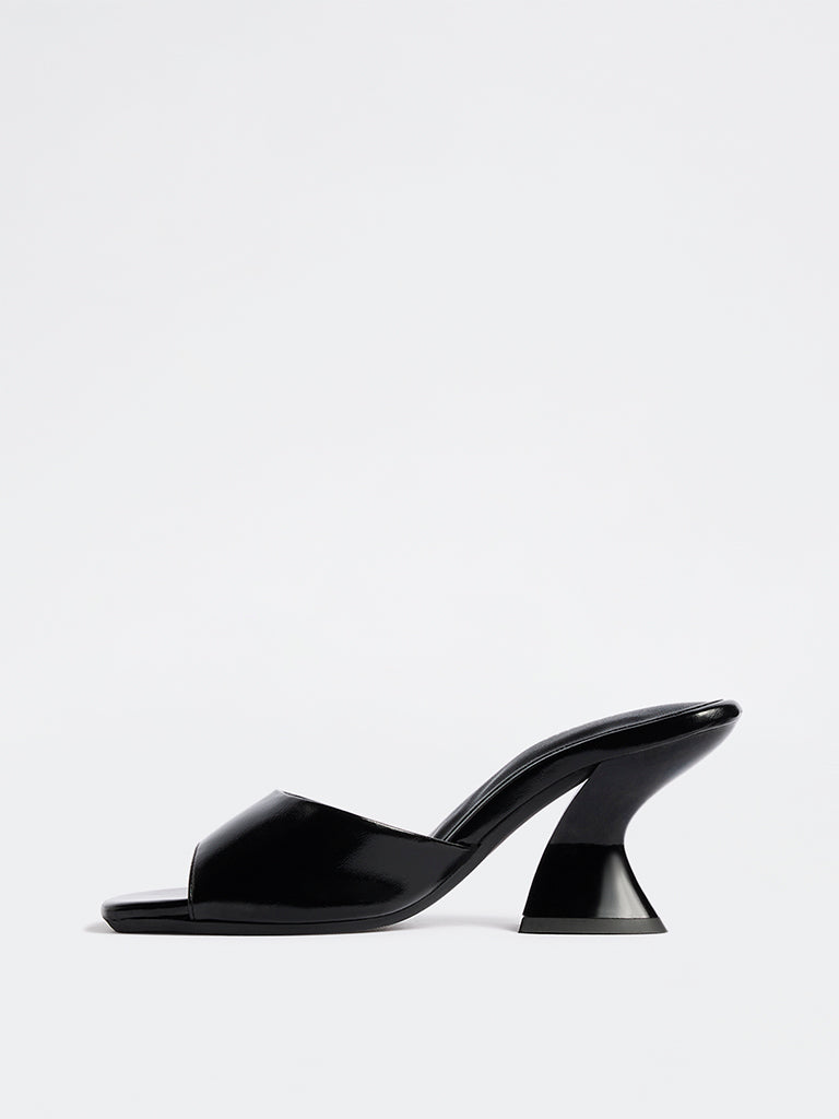 LUNA BLU Black Spool Heel Sandals