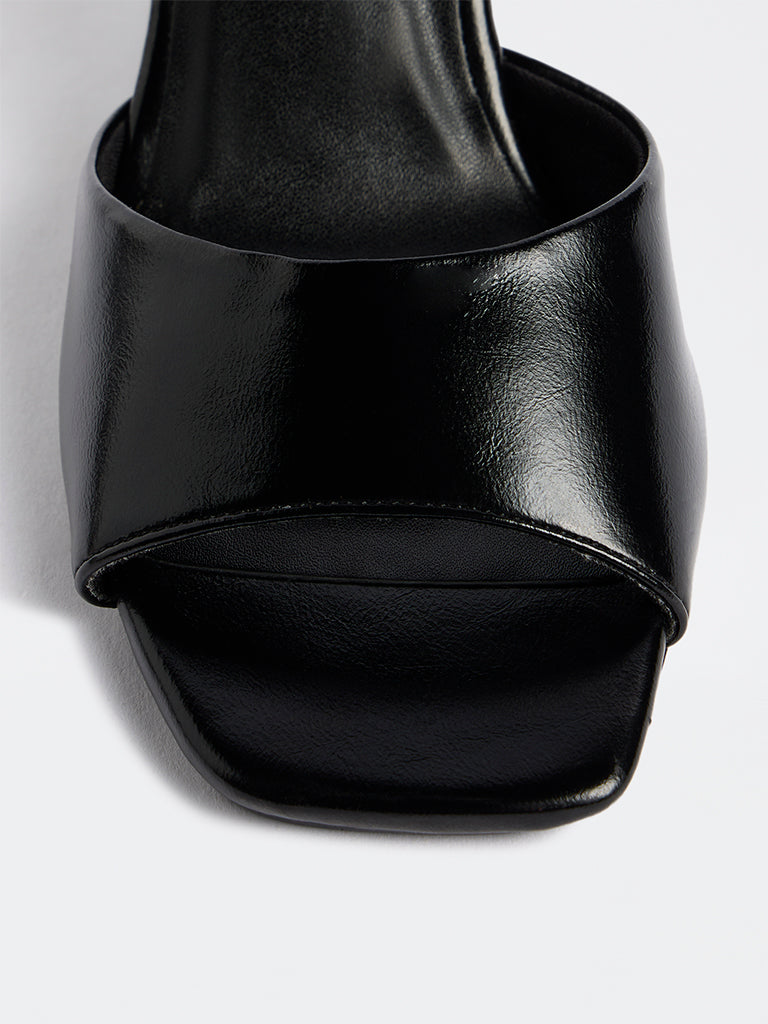 LUNA BLU Black Spool Heel Sandals