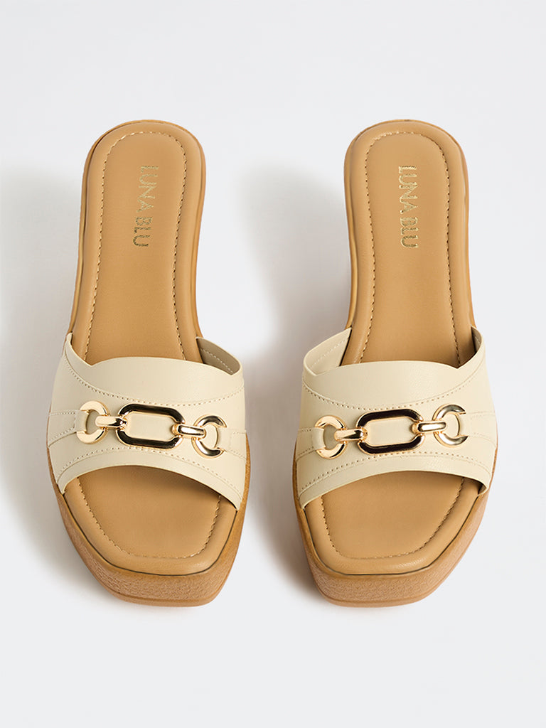 LUNA BLU Ivory Wedge Sandals