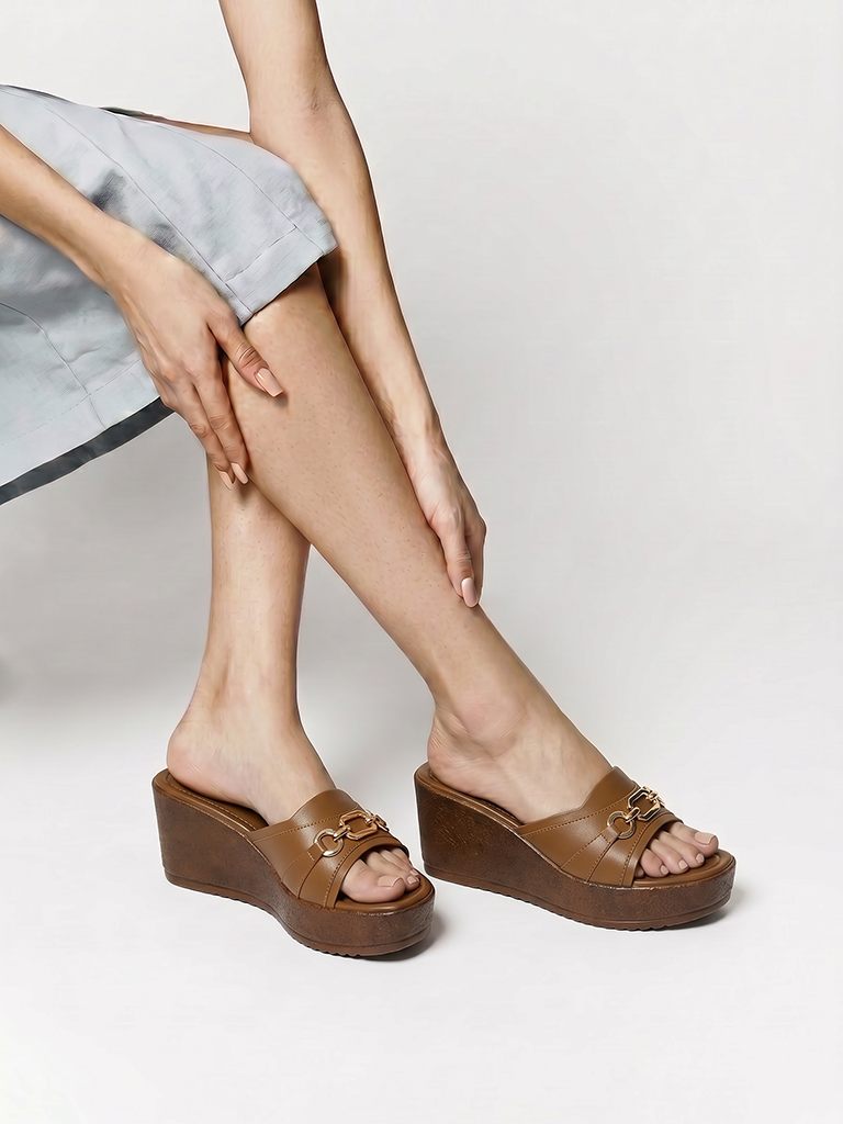 LUNA BLU Tan Wedge Sandals
