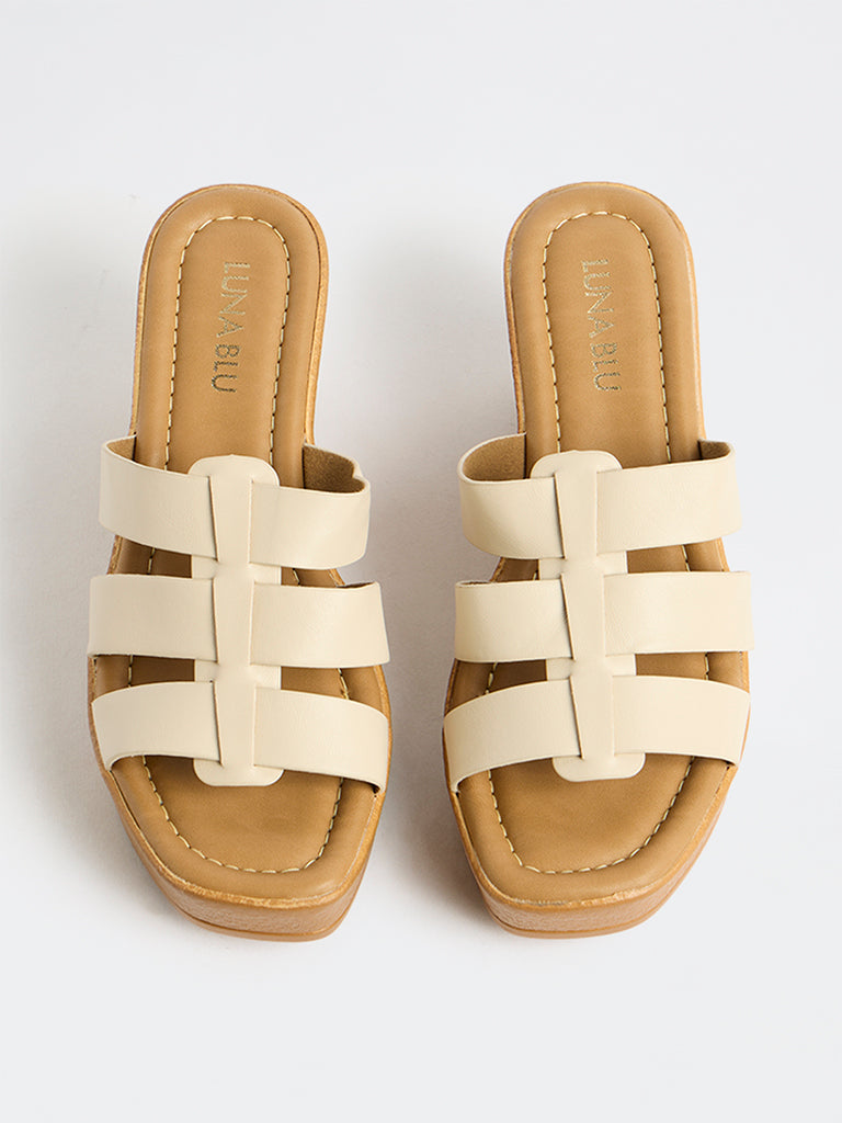 LUNA BLU Ivory Multi-Strap Sandals