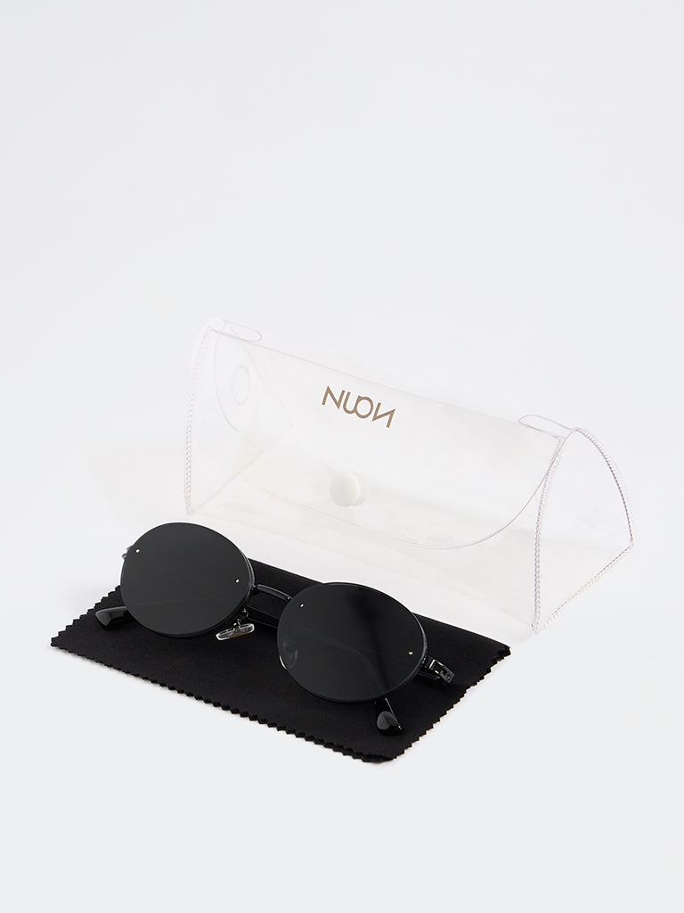 Westside Accessories Black Oval Sunglasses - Comes with a Pouch and Cleaning Cloth