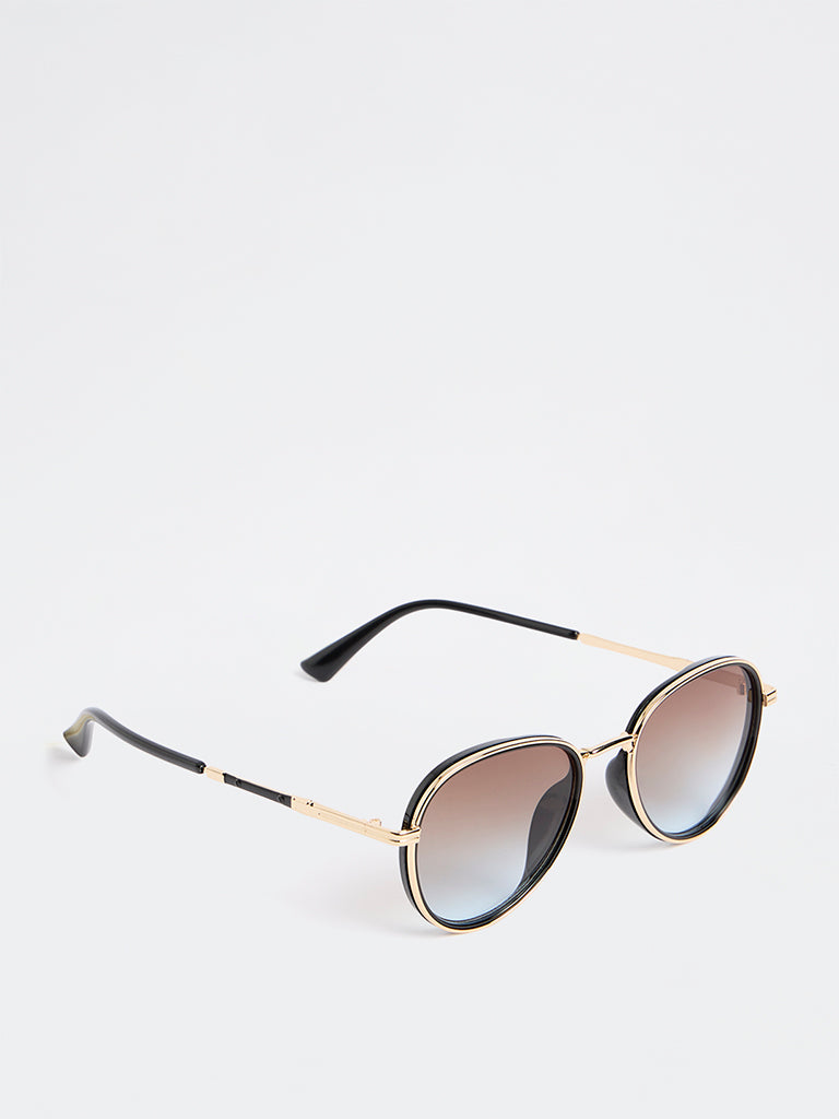 Westside Accessories Gold Round Sunglasses - Comes with a Pouch and Cleaning Cloth