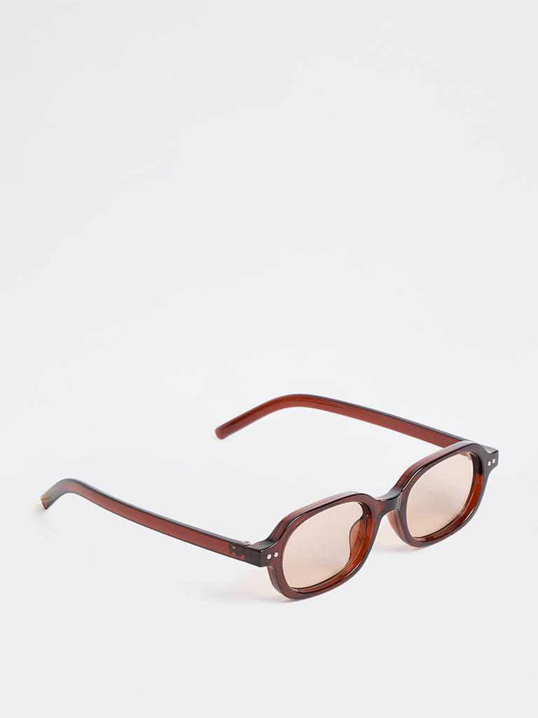 Westside Accessories Brown Rectangular Sunglasses - Comes with a Pouch and Cleaning Cloth