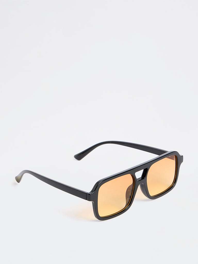 Westside Accessories Dark Brown Rectangular Square Sunglasses - Comes with a Pouch and Cleaning Cloth