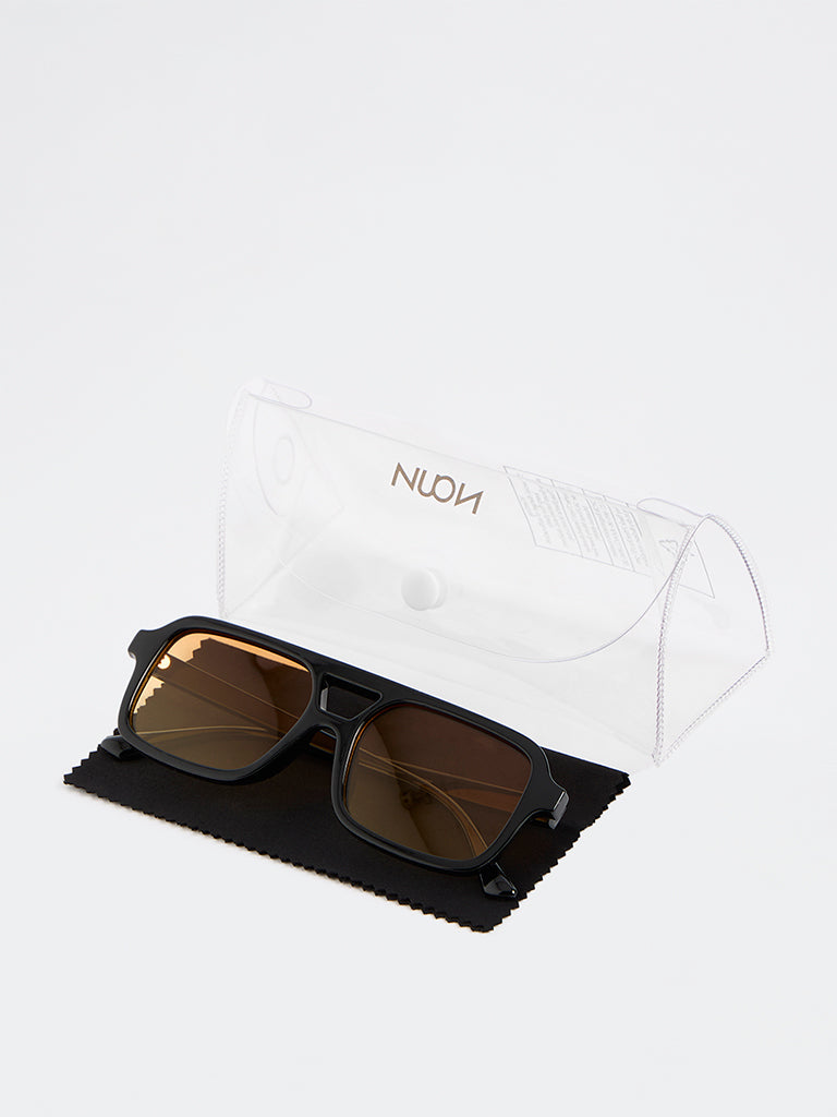 Westside Accessories Dark Brown Rectangular Square Sunglasses - Comes with a Pouch and Cleaning Cloth
