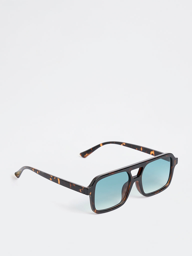 Westside Accessories Black Tortoiseshell Rectangular Sunglasses - Comes with a Pouch and Cleaning Cloth