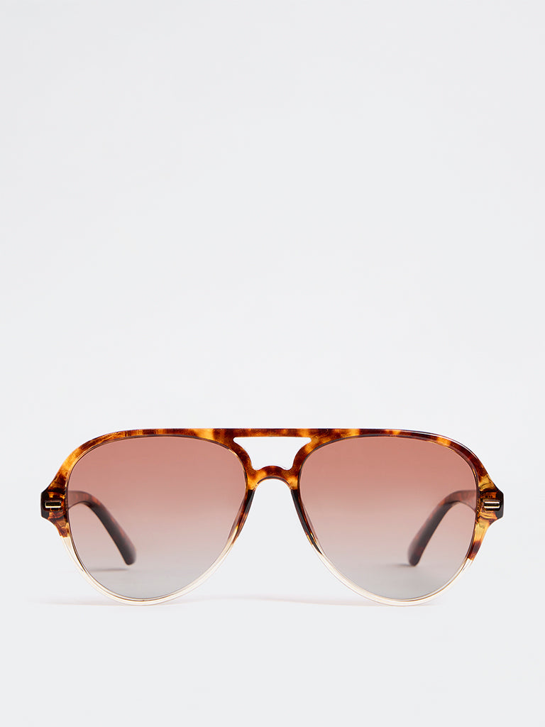 Westside Accessories Brown Tortoiseshell Aviator Sunglasses - Comes with a Pouch and Cleaning Cloth