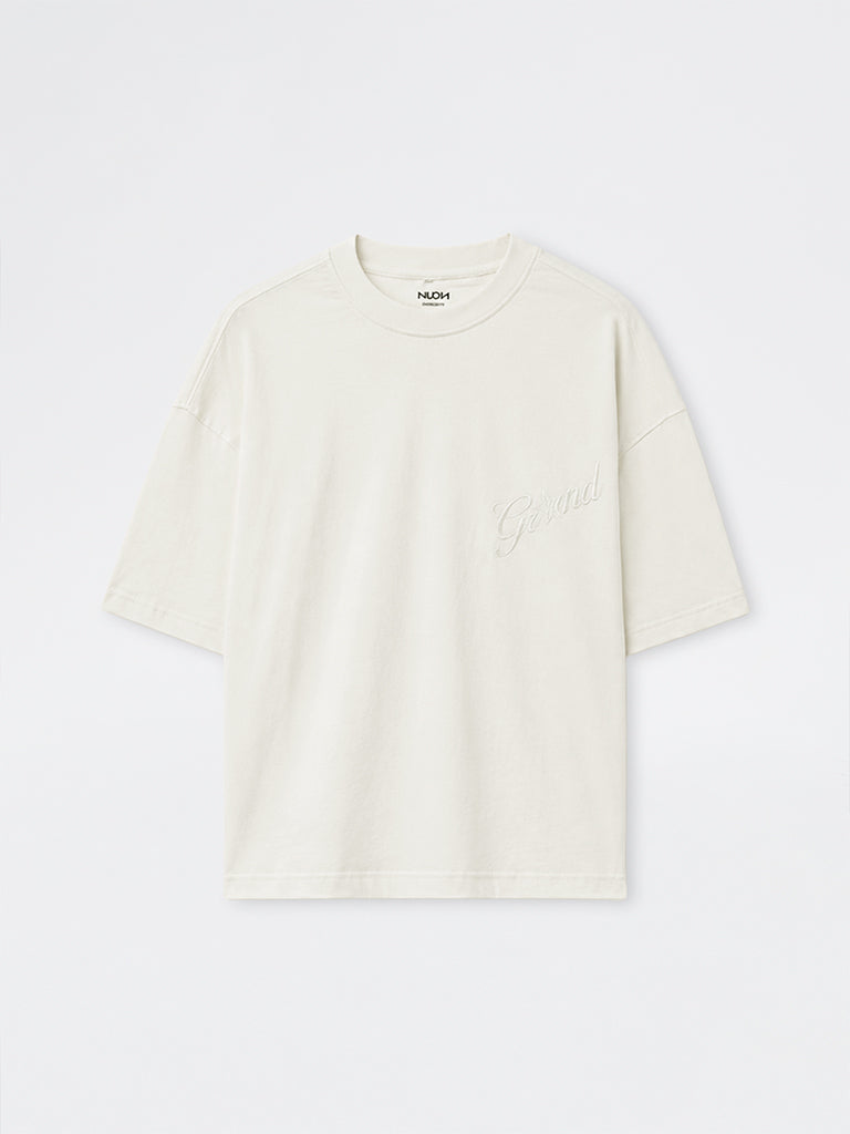 Nuon Off-White Text Embroidered Oversized Cotton T-Shirt