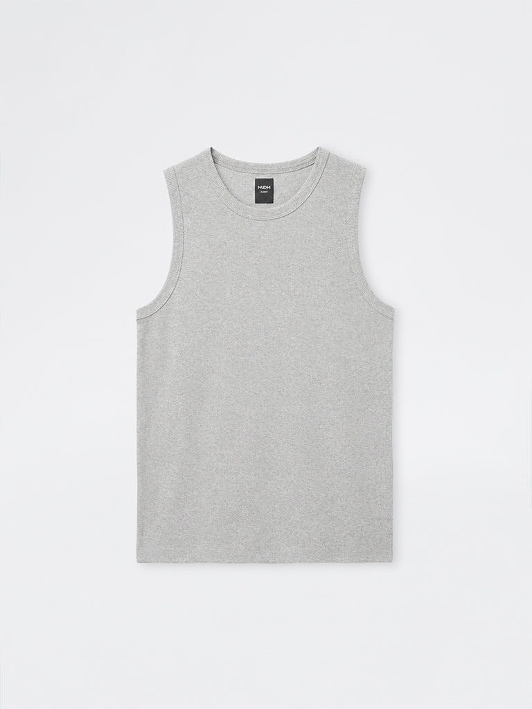 Nuon Grey Ribbed-Textured Relaxed-Fit Cotton-Blend T-Shirt