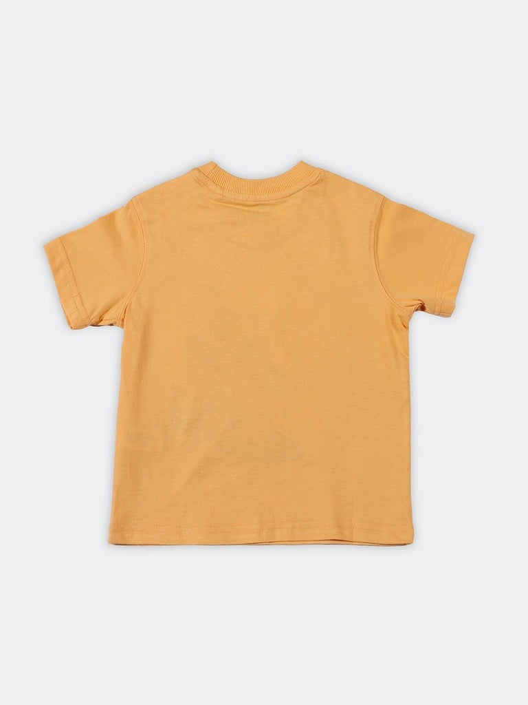 HOP Kids Boys Orange Papaya Graphic Printed Cotton T-Shirt