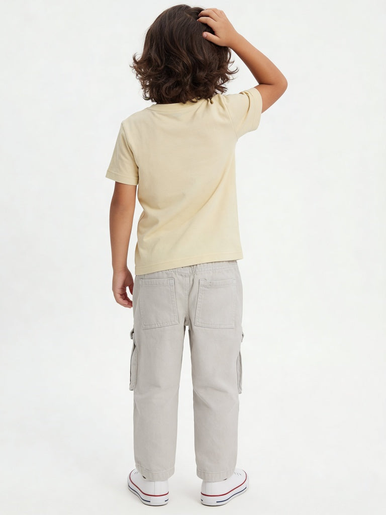HOP Kids Boys Yellow Printed Cotton T-Shirt