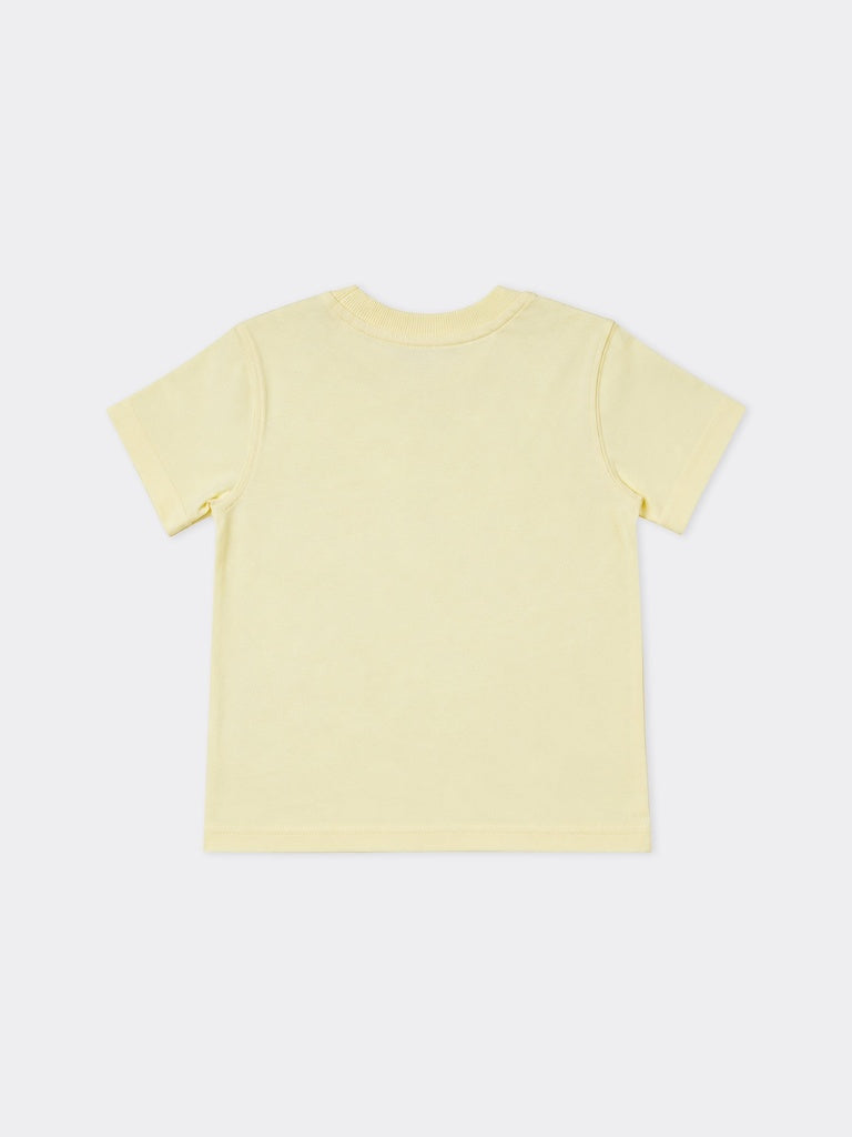 HOP Kids Boys Yellow Printed Cotton T-Shirt