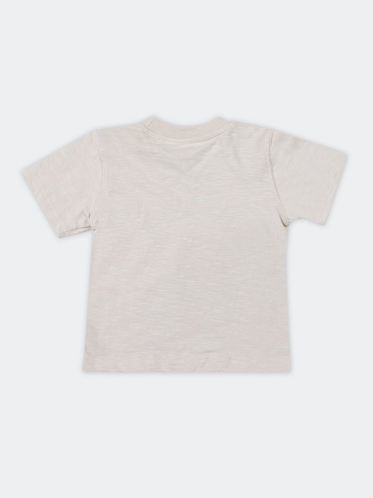 HOP Kids Boys Beige Stone Octopus Graphic Printed T-Shirt