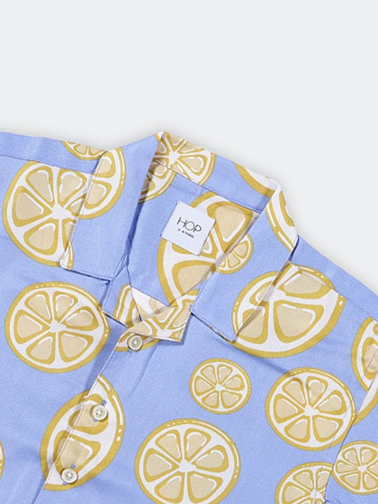 HOP Kids Boys Blue Abstract Printed Shirt
