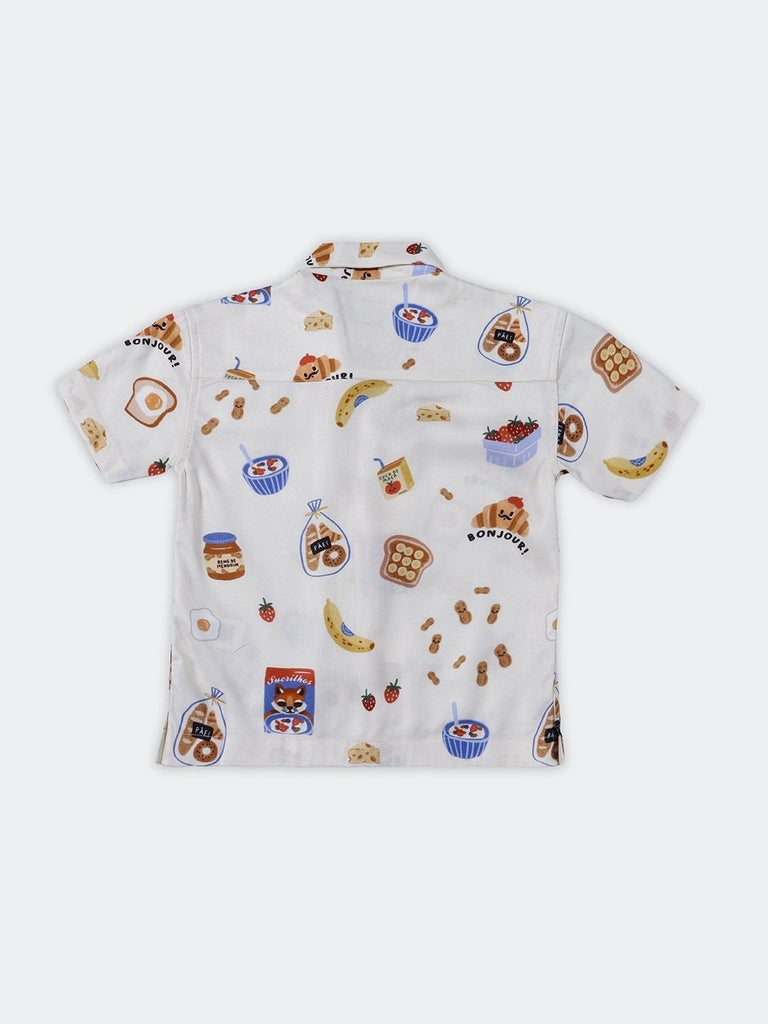HOP Kids Boys Off-White Printed Shirt