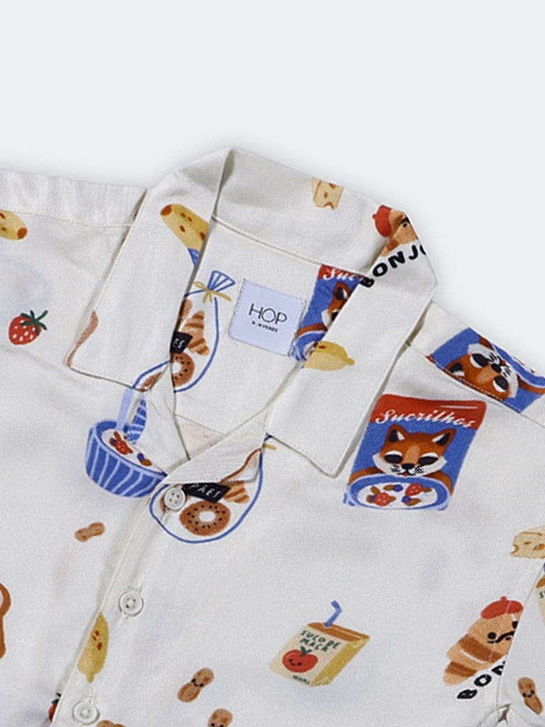 HOP Kids Boys Off-White Printed Shirt