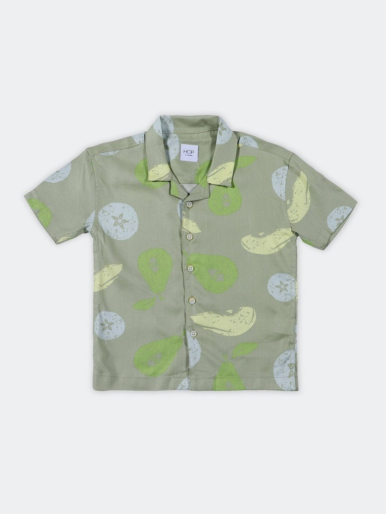 HOP Kids Boys Sage Printed Viscose Shirt