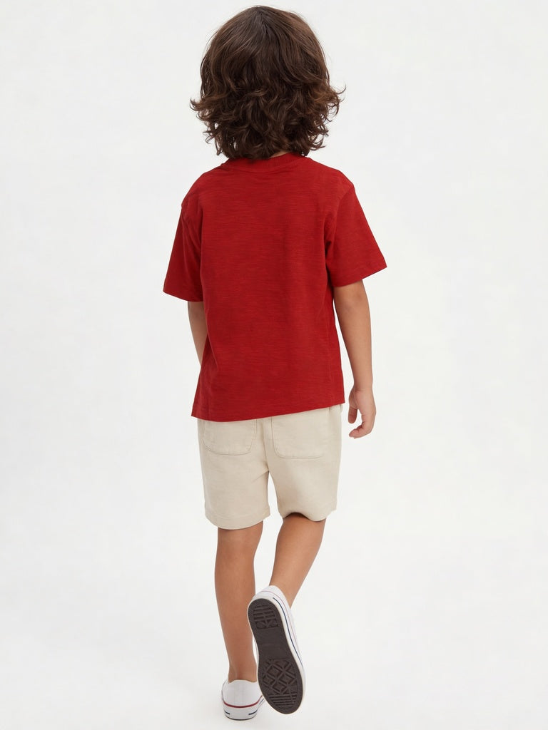 HOP Kids Boys Red Racing Graphic Printed Cotton T-Shirt