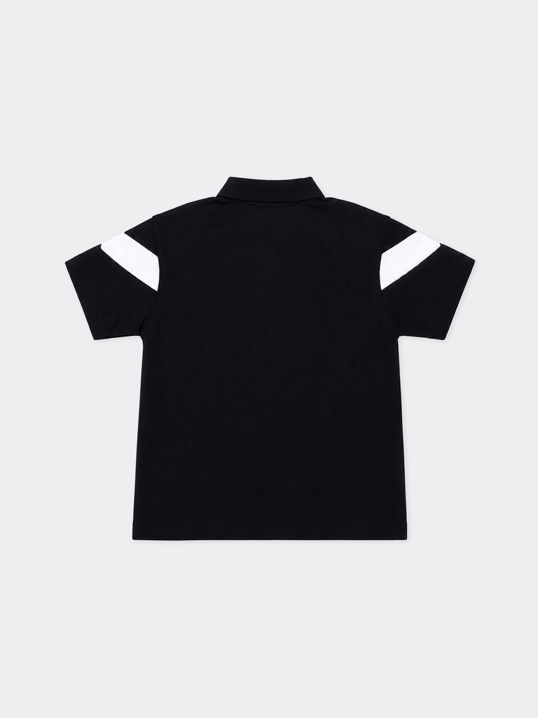 HOP Kids Boys Black Graphic Printed Cotton Polo T-Shirt