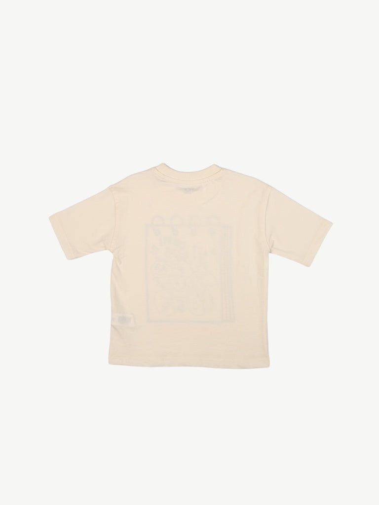 HOP Kids Boys Beige Printed Cotton T-Shirt