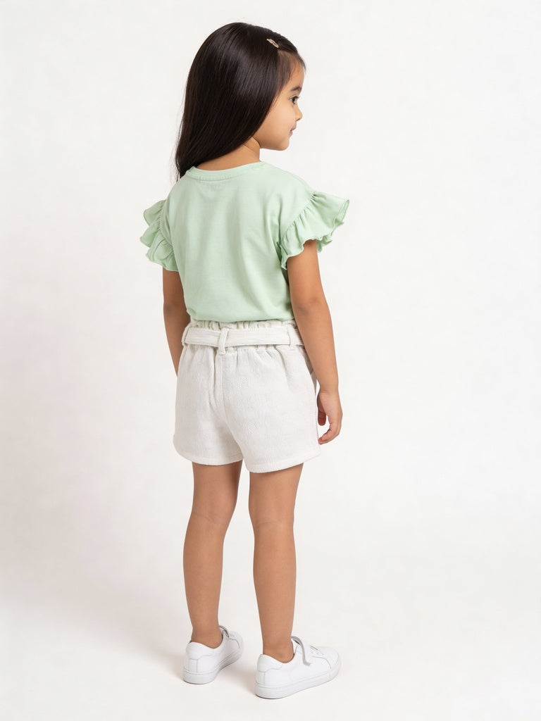 HOP Kids Girls Lime Green Pear Graphic Cotton Top